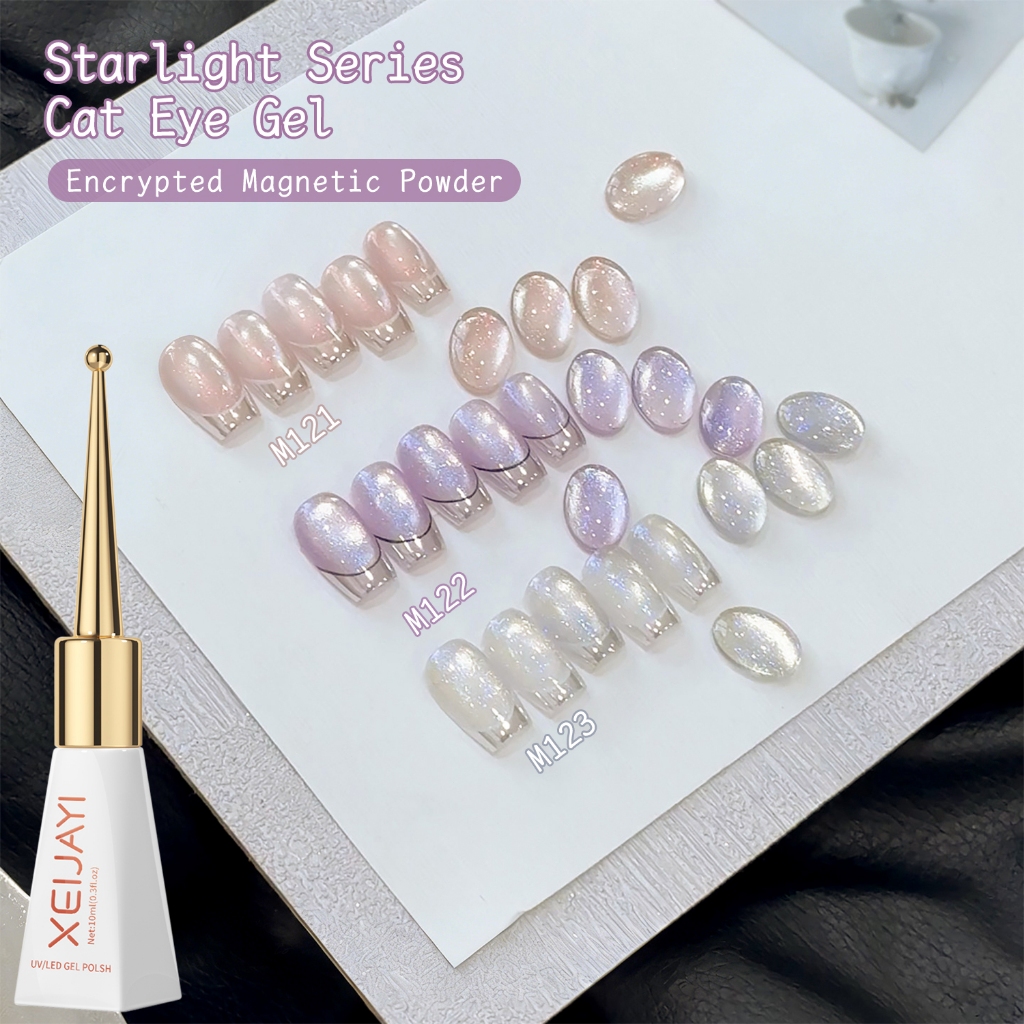 XEIJAYI 10ml - Sơn móng tay dạng gel màu tím ánh sao lấp lánh kiểu mắt mèo, thích hợp sử dụng tại salon và nhà.