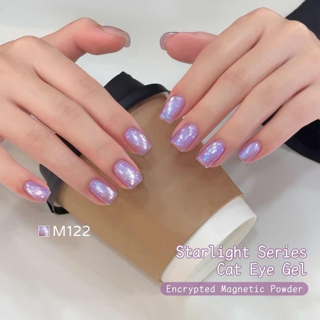 XEIJAYI 10ml - Sơn móng tay dạng gel màu tím ánh sao lấp lánh kiểu mắt mèo, thích hợp sử dụng tại salon và nhà.