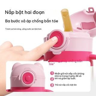 Youkebei Bình Giữ Nhiệt Cho Bé Inox 316 – Ống Hút Chống Sặc, Có Khóa An Toàn, Không Rò Rỉ, Đi Học/Dã Ngoại