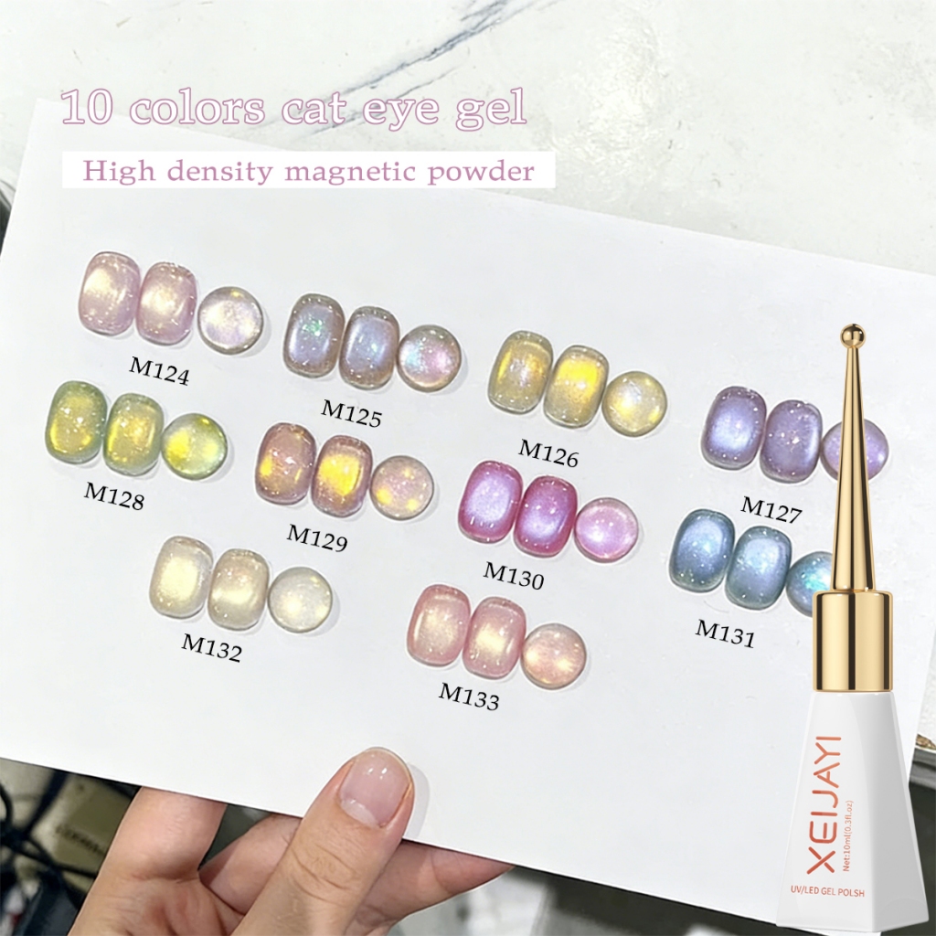 XEIJAYI 10ml-Sơn móng tay dạng gel hiệu ứng mắt mèo Polaris Blue, bộ 10 màu,thích hợp cho việc tự làm nghệ thuật vẽ móng
