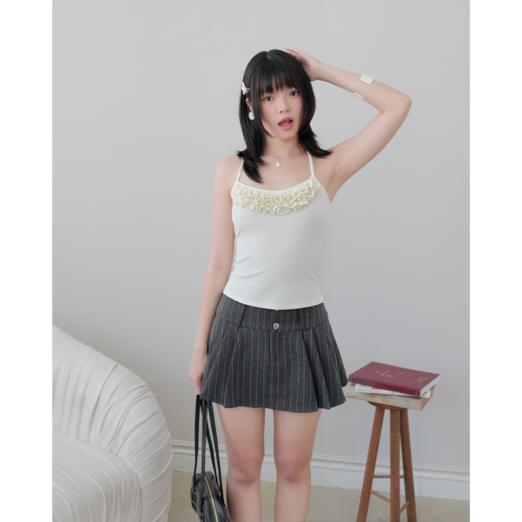 Áo Nữ YUFANS TOP Hai Dây Phối Bèo Nữ Tính SECODEE