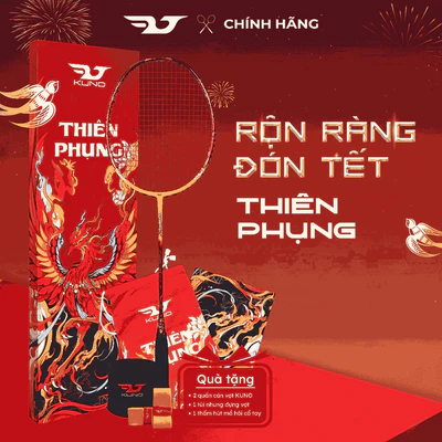 Vợt Cầu Lông KUNO Thiên Phụng TP001 Thiên Công Mạnh Mẽ, Đập Cầu Uy Lực, Trọng Lượng 4U Carbon T700 Cao Cấp FullBox