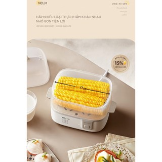 Nồi Hấp Điện Mini 2 Tầng Bear ECK-125NR (ZDQ-D12R3-P02), 270W, Hấp Cách Thủy, Văn Phòng, BH 18 Tháng
