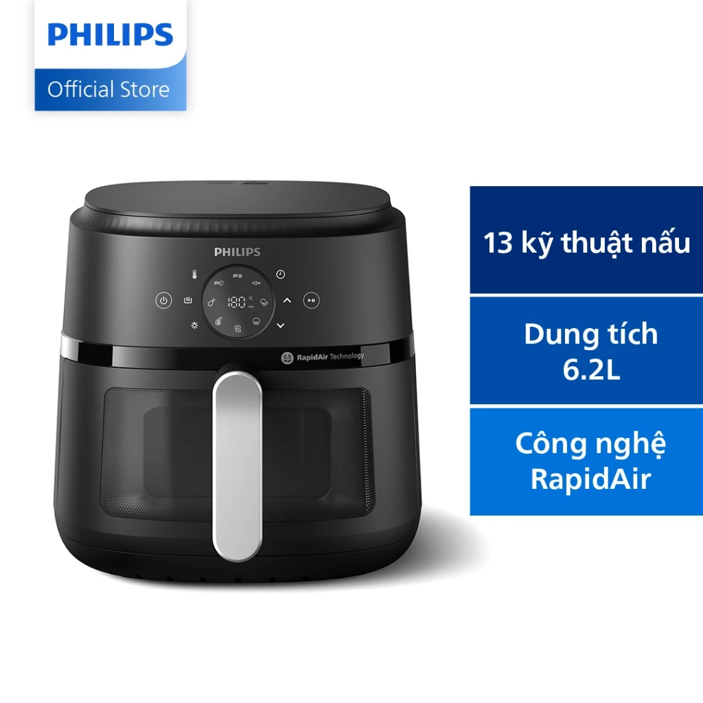 [LIVE] Nồi Chiên Không Dầu Điện Tử Philips NA230/00 | NA231/00 6.2L 1700W Cửa Kính -Hàng Chính Hãng