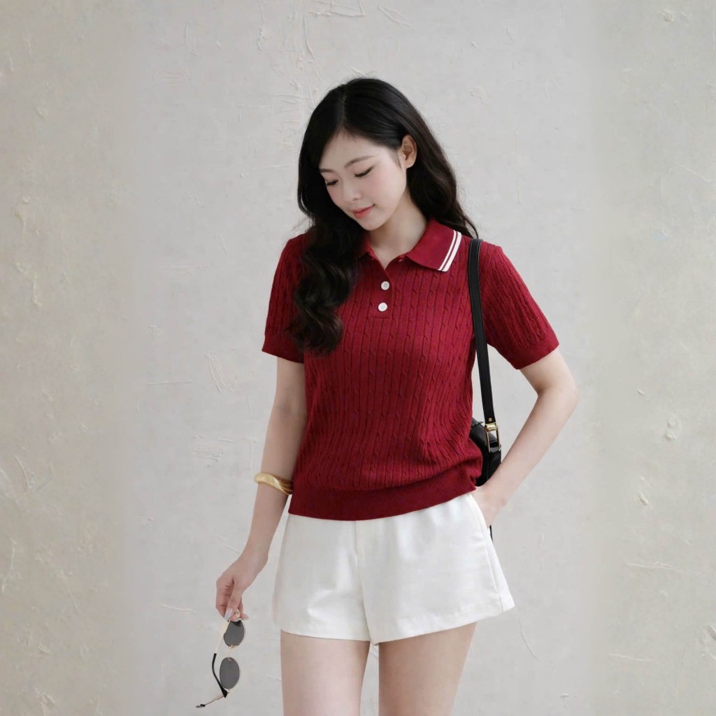 Áo Len Mirage Cổ Viền Trắng Đỏ Local Brand Chất Len Mongtoghi Mềm Mịn Thoáng Mát.