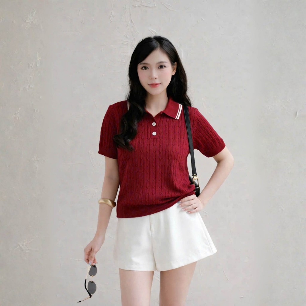 Áo Len Mirage Cổ Viền Trắng Đỏ Local Brand Chất Len Mongtoghi Mềm Mịn Thoáng Mát.