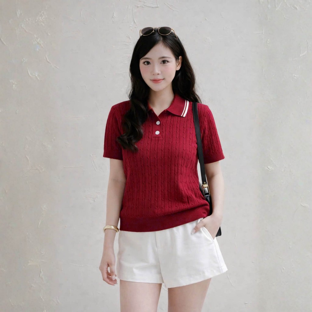Áo Len Mirage Cổ Viền Trắng Đỏ Local Brand Chất Len Mongtoghi Mềm Mịn Thoáng Mát.