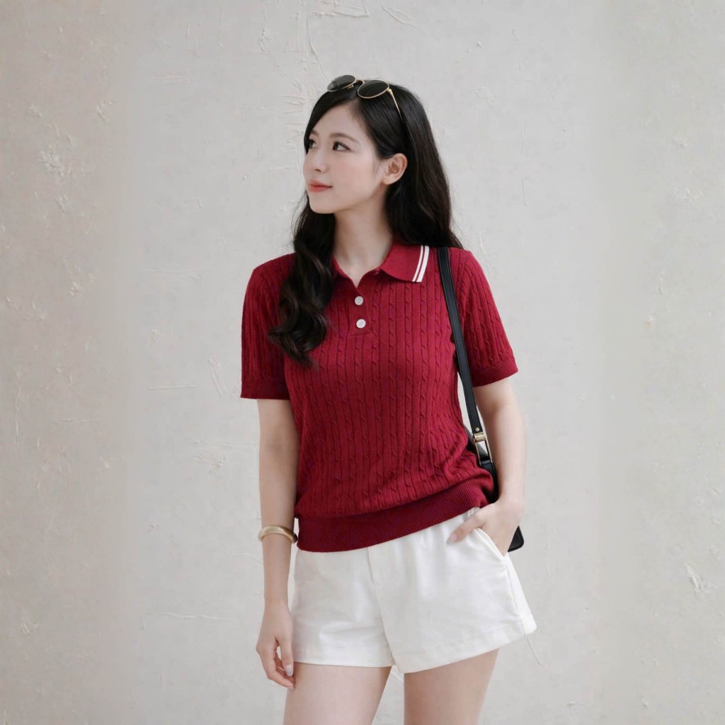 Áo Len Mirage Cổ Viền Trắng Đỏ Local Brand Chất Len Mongtoghi Mềm Mịn Thoáng Mát.