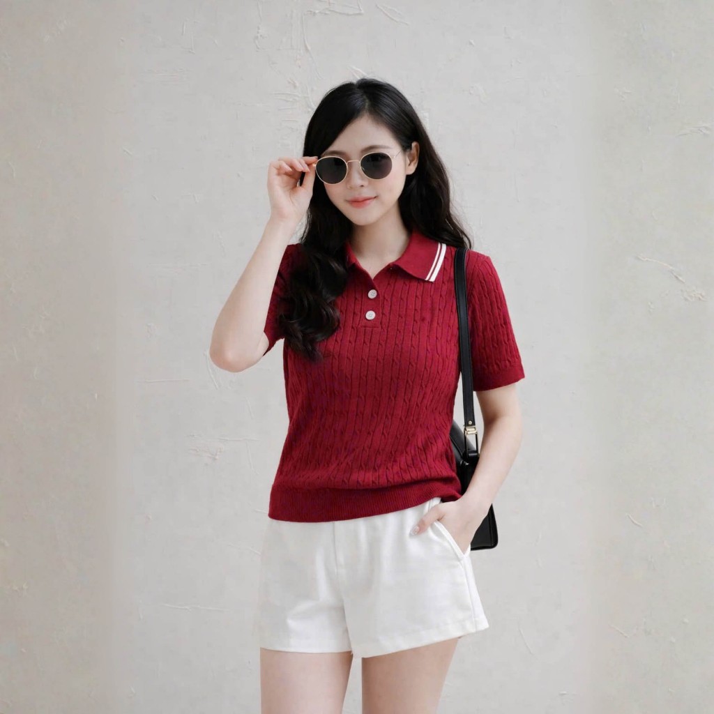 Áo Len Mirage Cổ Viền Trắng Đỏ Local Brand Chất Len Mongtoghi Mềm Mịn Thoáng Mát.