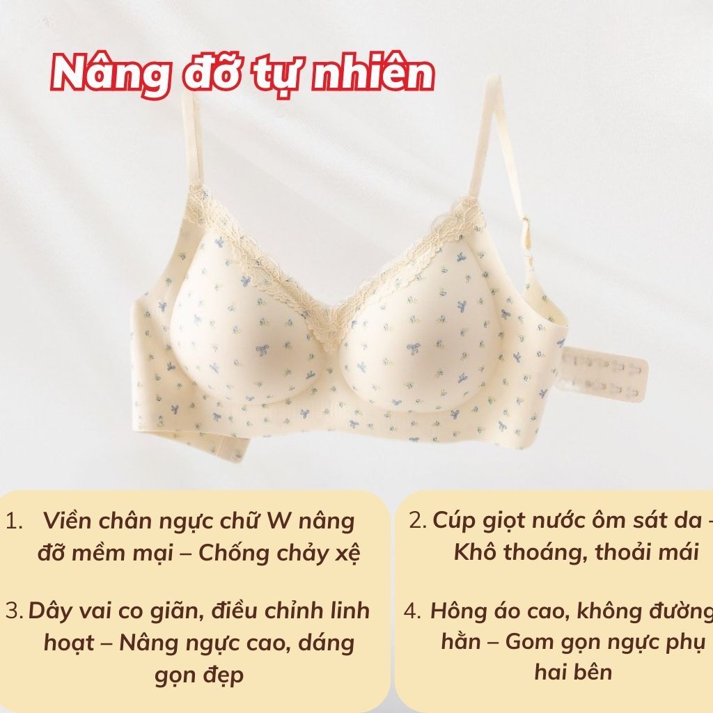 Áo ngực nữ su đúc cao cấp đệm mút mỏng 3D gom ôm ngực họa tiết hoa nhí ngọt ngào xinh LANIXA A1846