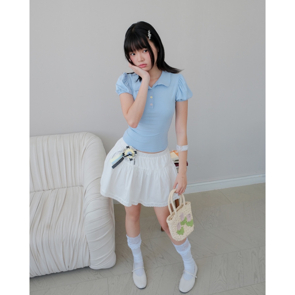 Áo Nữ  RESKEY TOP Tay ngắn Phối Nút Xinh Xắn SECODEE