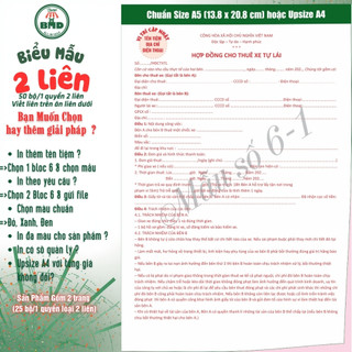 Hợp đồng cho thuê xe 2 liên-Bloc 2 (in sẵn) & Bloc 6 (chọn mẫu in tên) hoặc theo thiết kế