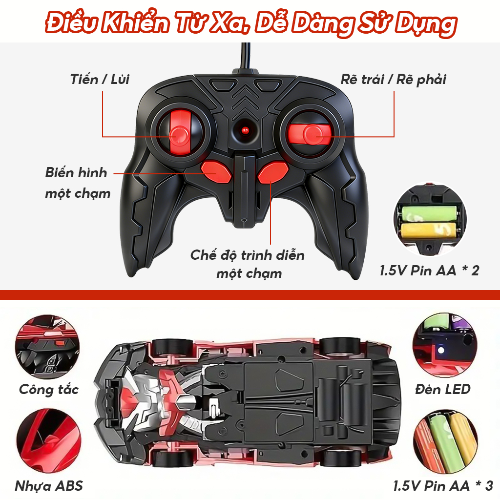 Biến Hình Đồ Chơi Xe Ô Tô Điều Khiển Từ Xa RC Robot Đua Xe Đồ Chơi Trẻ Em Bé Trai
