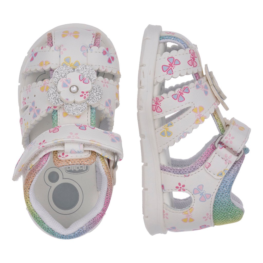 Sandal tập đi trẻ em Chicco Fenis hoa sắc màu