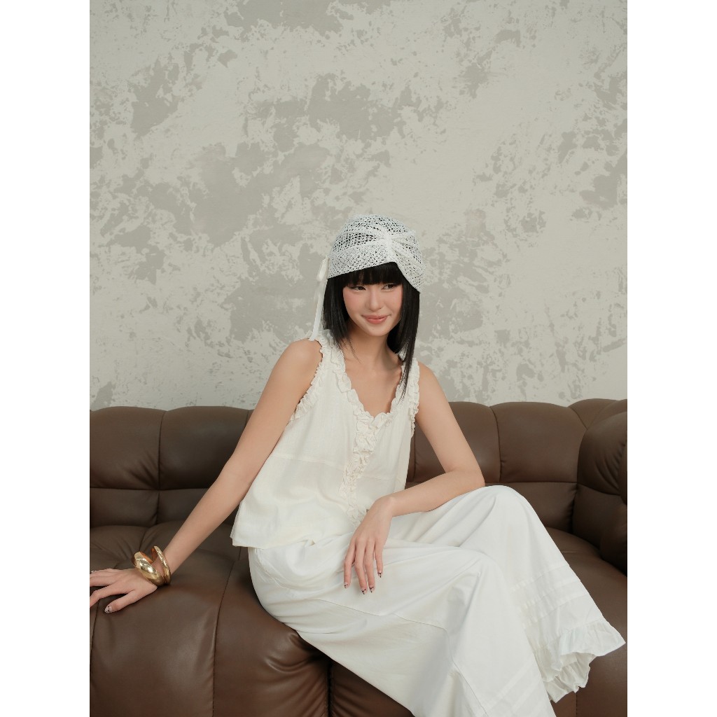 Áo kiểu nữ Verani Miều Est.2013 phối bèo nổi chất vải linen gân