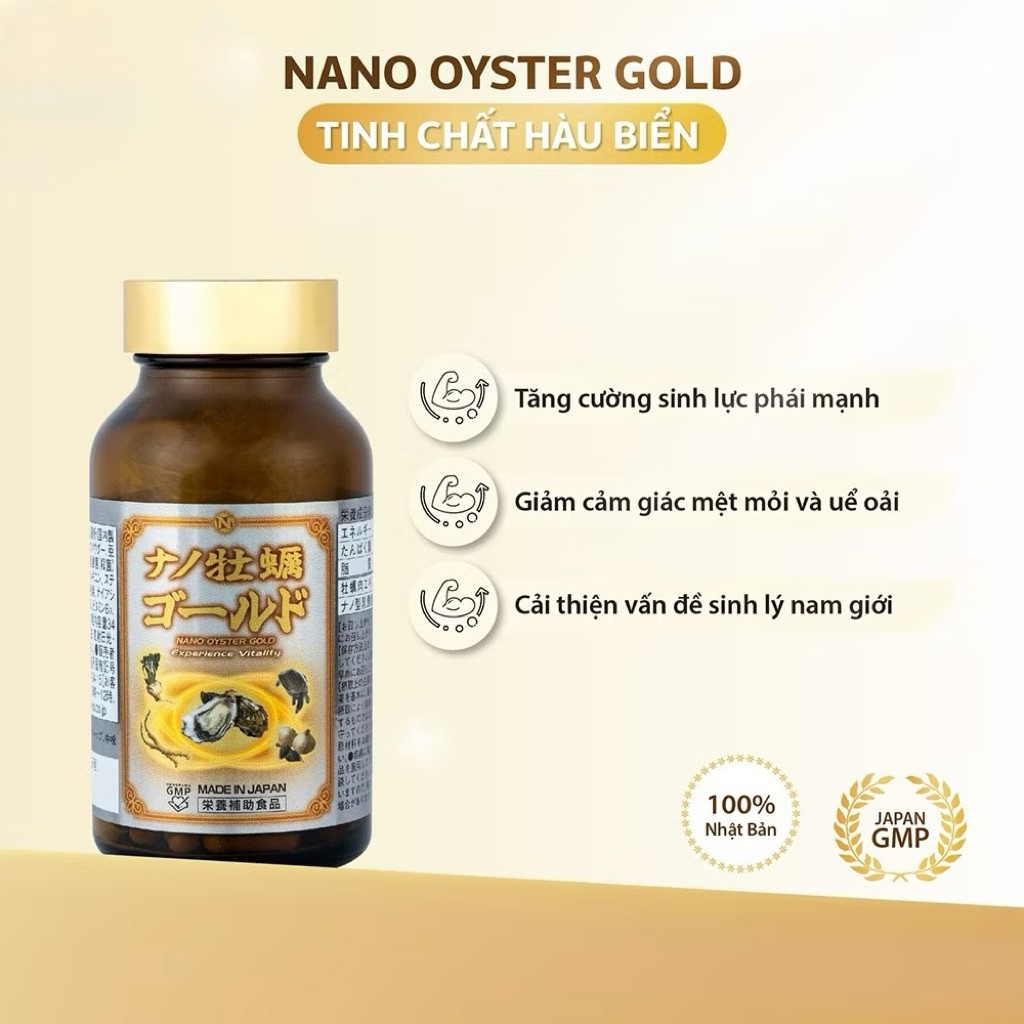 Viên Uống Hàu Biển Nano Oyster Gold Nhật Bản - Hộp 120 viên -  Hỗ Trợ Tăng Cường Sinh Lý Nam Giới