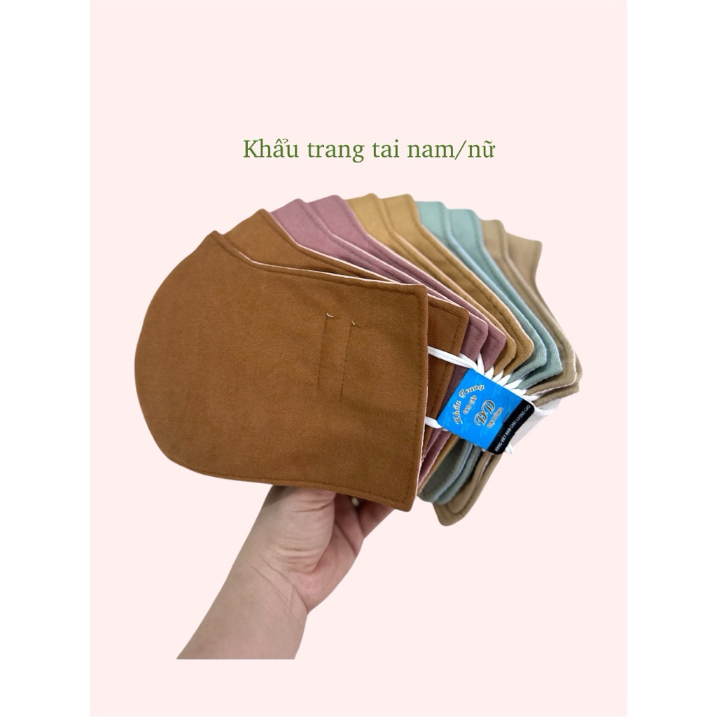 COMBO 10 Khẩu Trang Vải Mềm Nam Nữ, Thoáng Khí, Không Đau Tai