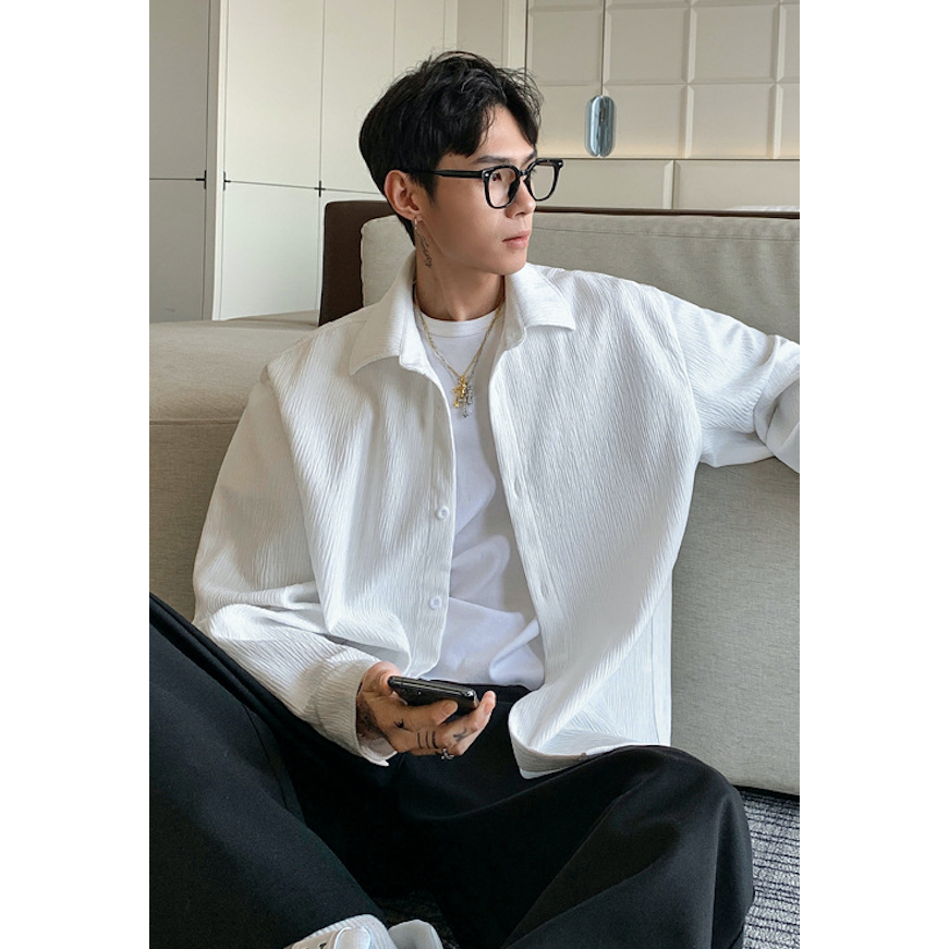 Áo Sơ Mi Oversize Unisex 2026 - Vibe Streetwear, Cá Tính Dễ Phối Đồ, Họa Tiết Vân Nổi Mẫu Mới