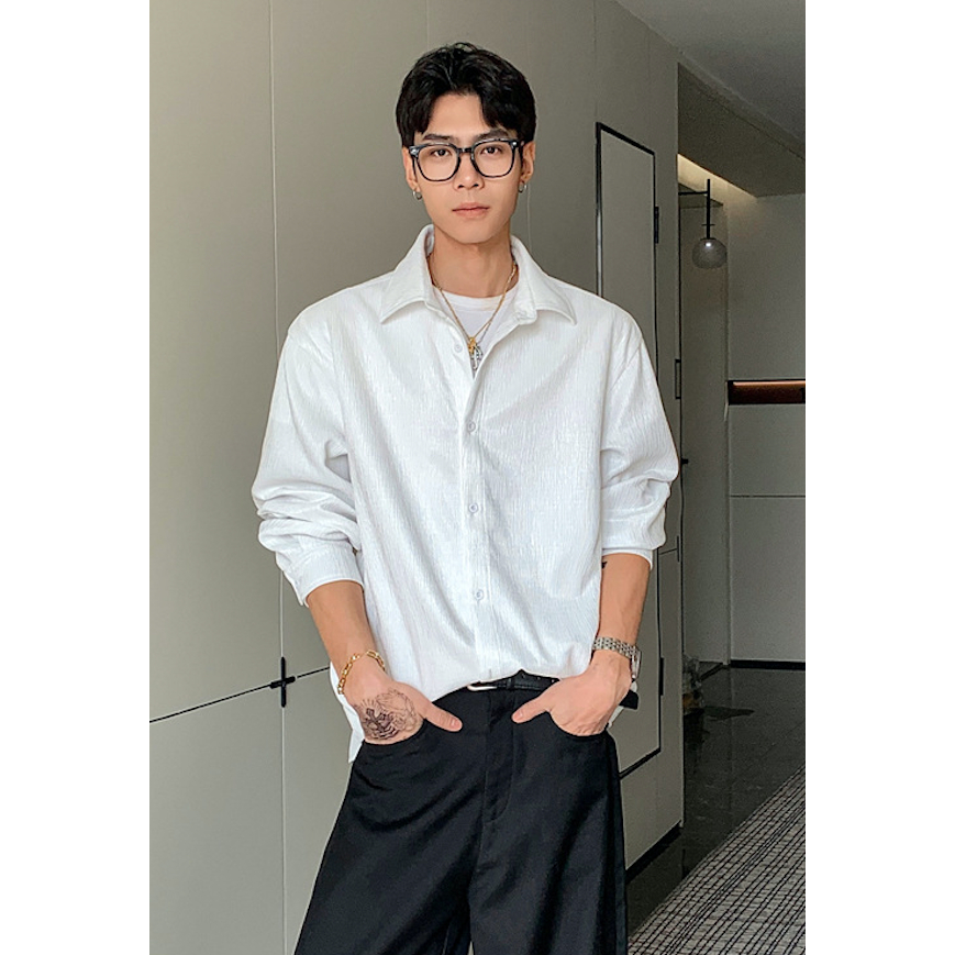 Áo Sơ Mi Oversize Unisex 2026 - Vibe Streetwear, Cá Tính Dễ Phối Đồ, Họa Tiết Vân Nổi Mẫu Mới