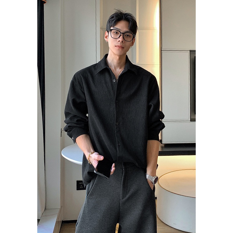 Áo Sơ Mi Oversize Unisex 2026 - Vibe Streetwear, Cá Tính Dễ Phối Đồ, Họa Tiết Vân Nổi Mẫu Mới