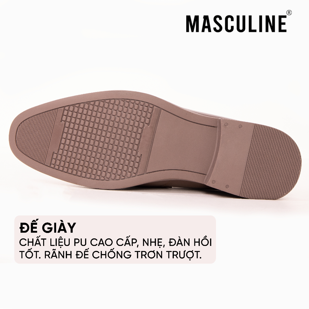Giày sabo nam MASCULINE GSB603 - Da bò trơn dập vân nhăn bề mặt phối khóa kim loại mũi nhọn tôn dáng
