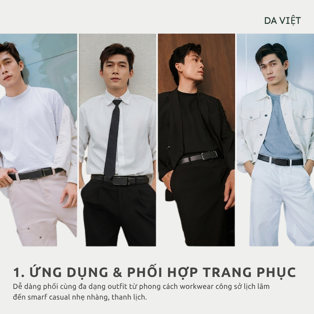 Thắt lưng nam cao cấp Da Việt da bò thật, Dây nịt nam khóa tự động - Tặng Kèm Hộp [Nhiều mẫu]