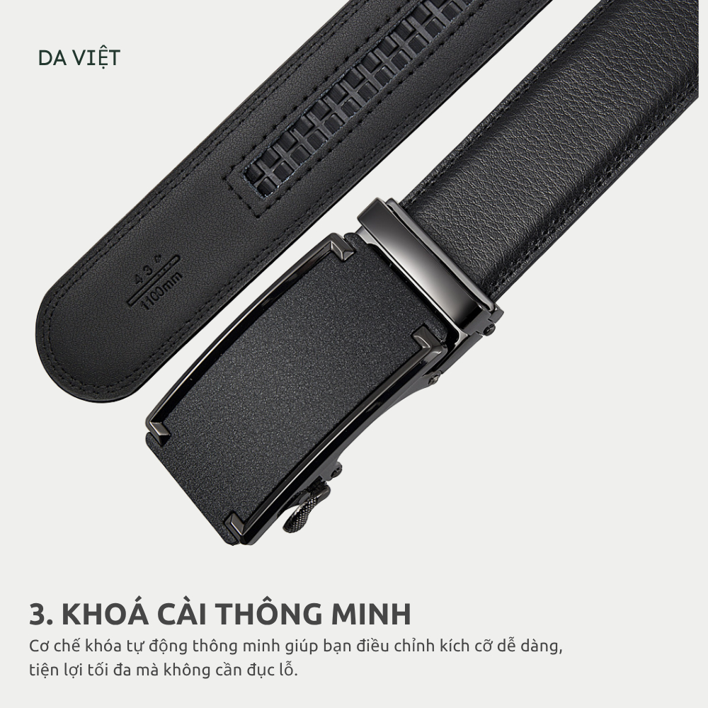 Thắt lưng nam cao cấp Da Việt da bò thật, Dây nịt nam khóa tự động - Tặng Kèm Hộp [Nhiều mẫu]