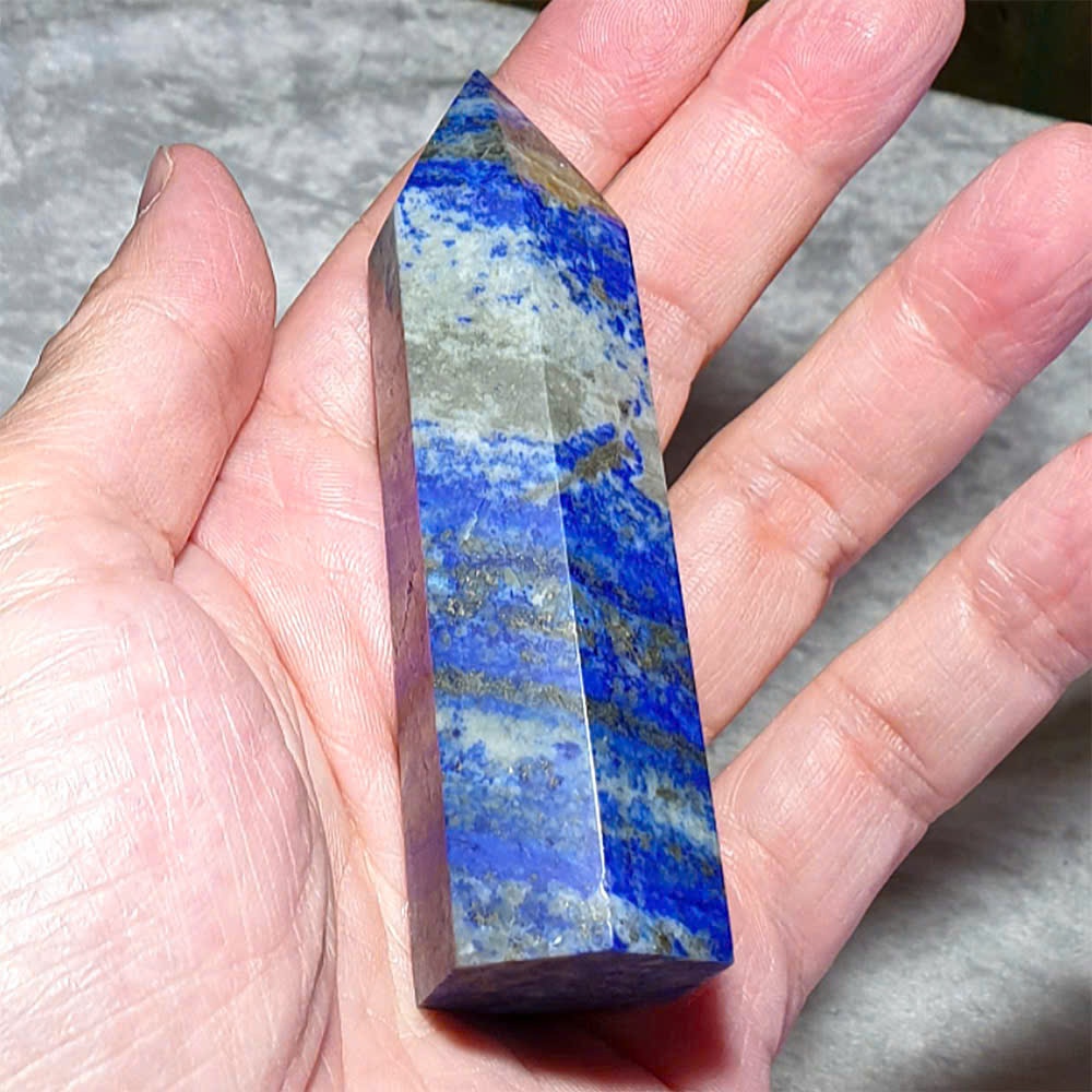 Trụ Ngọc Lưu Ly (Lapiz) Tự Nhiên - Tăng trí tuệ, tập trung, Đá Lapis Lazuli tự nhiên - Trụ 8 ~ 10 cm