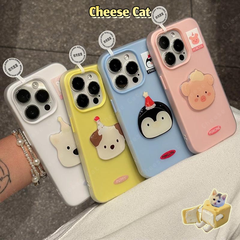 chim cánh cụt con lợn cún consứa Mờ thạch Ốp Lưng Điện Thoại iPhone 15 14 13 11 12 16 17 Pro Max Plus 17 Air Xs Max XR