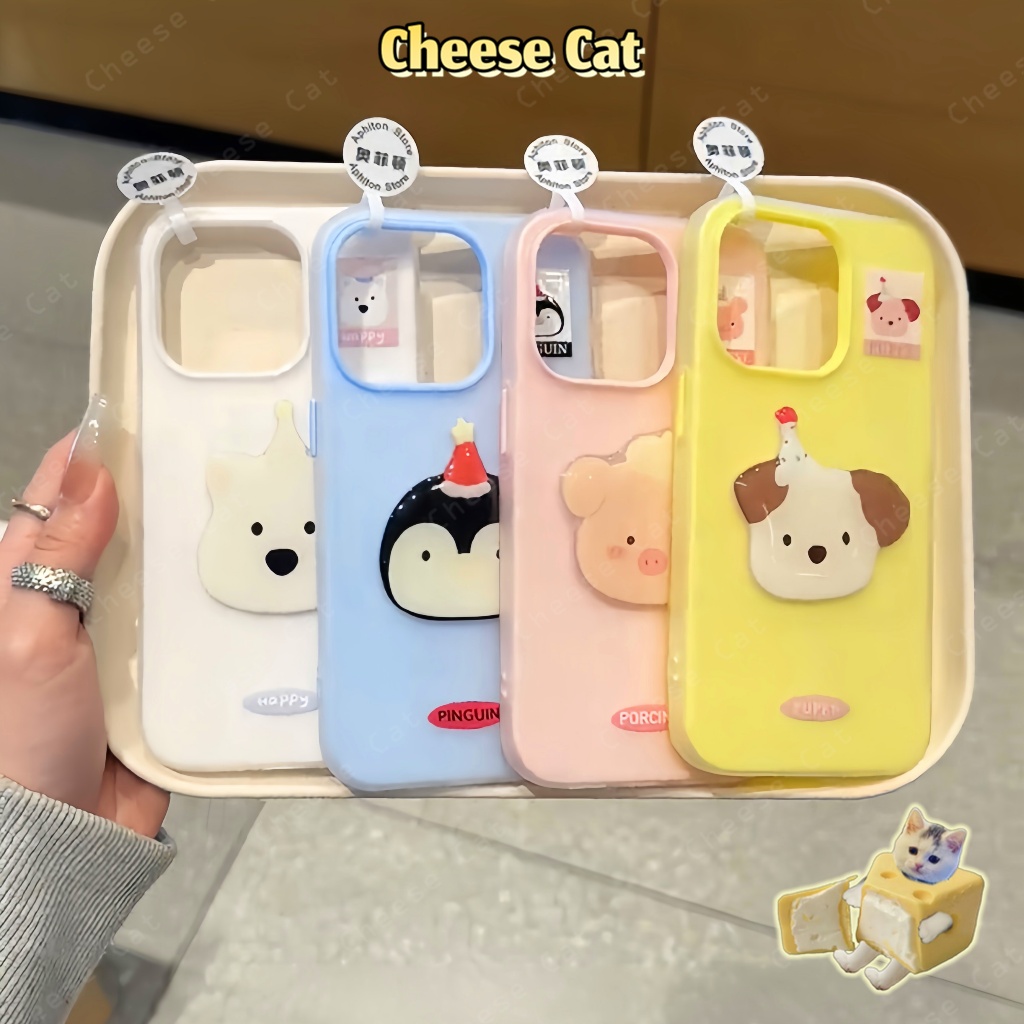 chim cánh cụt con lợn cún consứa Mờ thạch Ốp Lưng Điện Thoại iPhone 15 14 13 11 12 16 17 Pro Max Plus 17 Air Xs Max XR