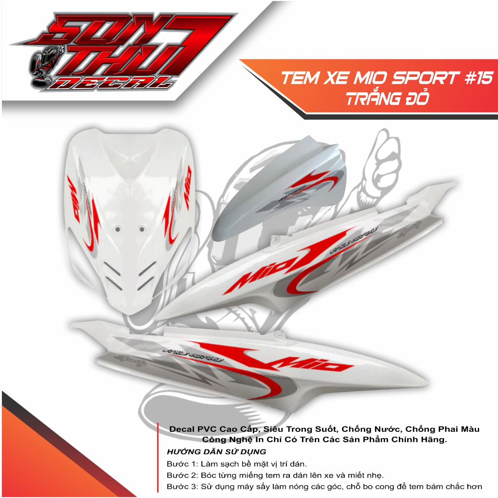 Tem xe Mio Sport #15 (CHẤT LƯỢNG CAO - SẮC NÉT - KHÔNG PHAI MÀU)