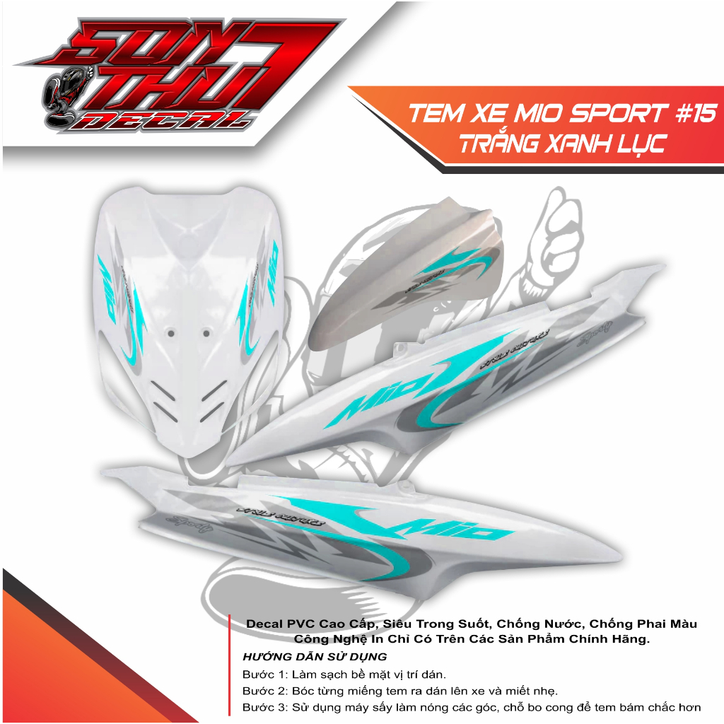 Tem xe Mio Sport #15 (CHẤT LƯỢNG CAO - SẮC NÉT - KHÔNG PHAI MÀU)