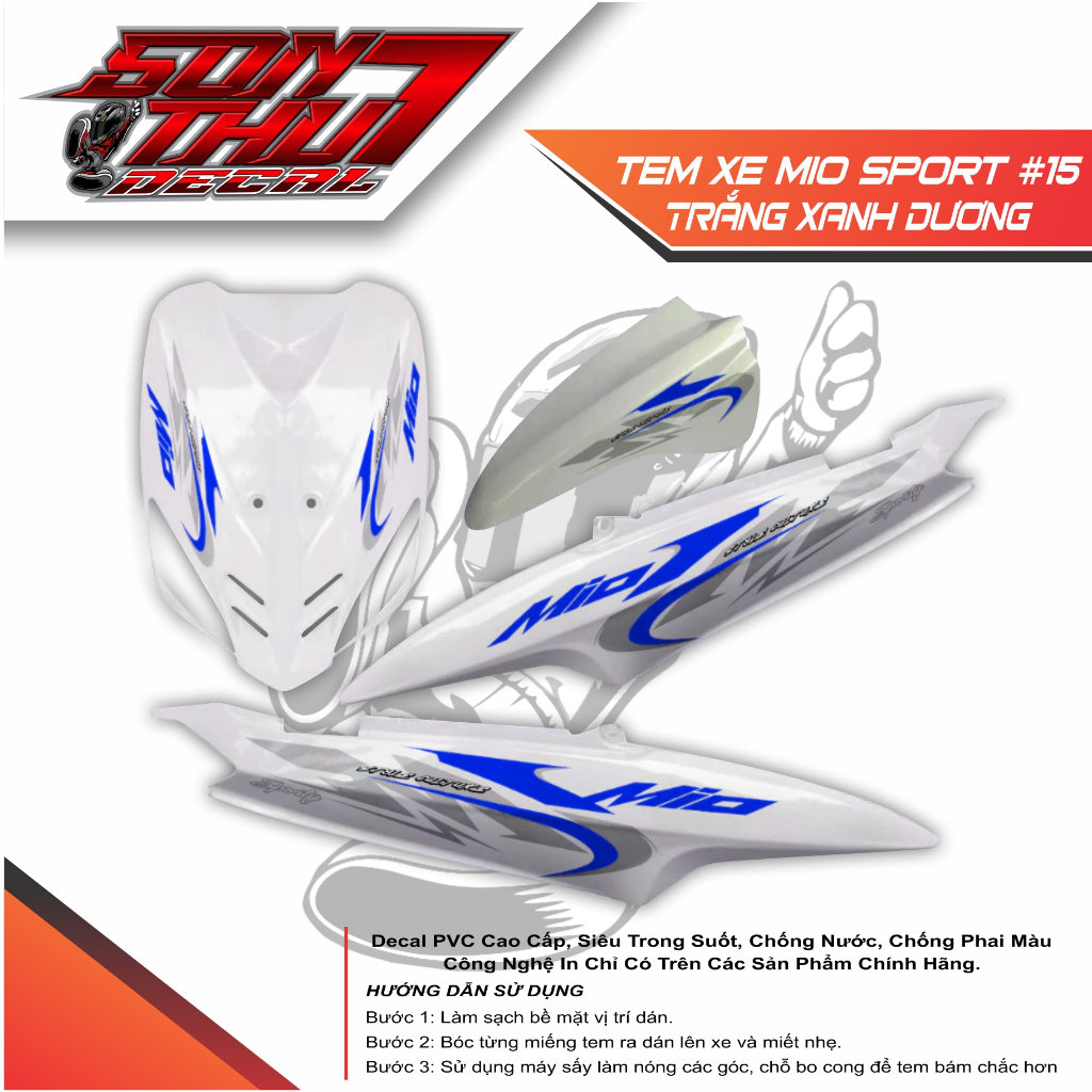 Tem xe Mio Sport #15 (CHẤT LƯỢNG CAO - SẮC NÉT - KHÔNG PHAI MÀU)
