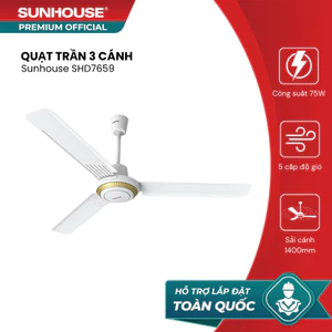 Quạt trần 3 cánh Sunhouse SHD7659 - 5 tốc độ gió, tiết kiệm điện năng