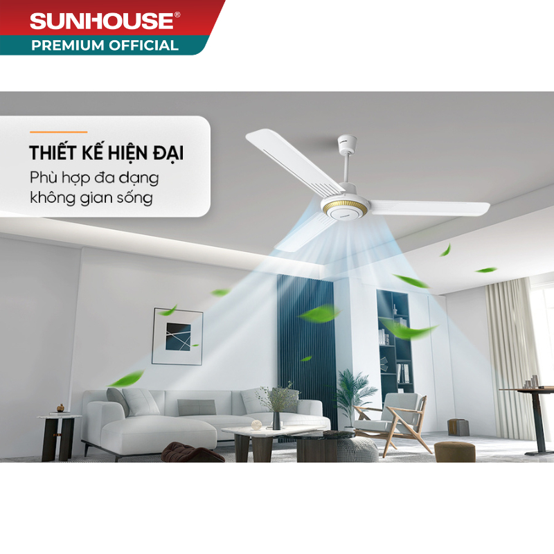 [HỖ TRỢ LẮP ĐẶT] Quạt trần 3 cánh Sunhouse SHD7659 - 5 tốc độ gió, tiết kiệm điện năng