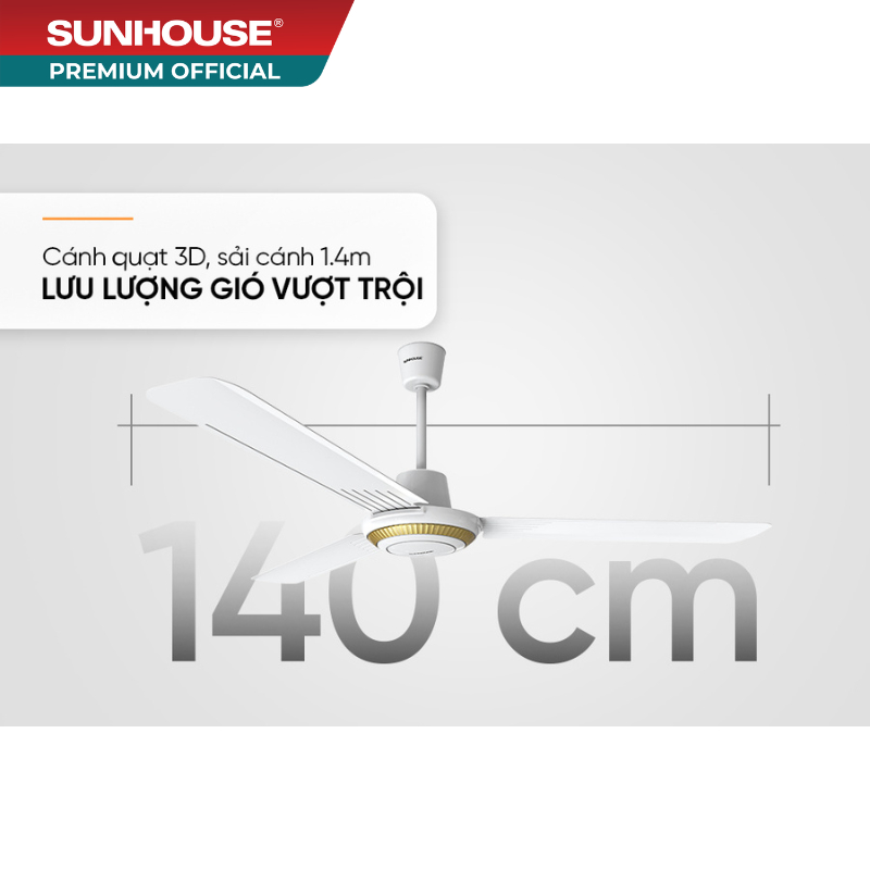 [HỖ TRỢ LẮP ĐẶT] Quạt trần 3 cánh Sunhouse SHD7659 - 5 tốc độ gió, tiết kiệm điện năng