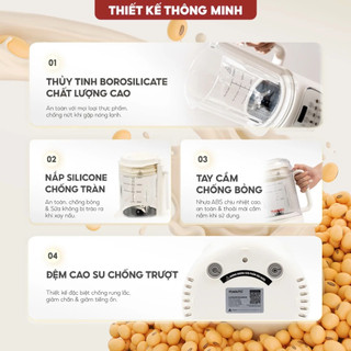 Máy Làm Sữa Hạt Thủy Tinh Chống Ồn Masuto 1,2L Xay Hạt Nhuyễn Mịn Chống Trào 12 Chế Độ Bảo Hành 24 Tháng