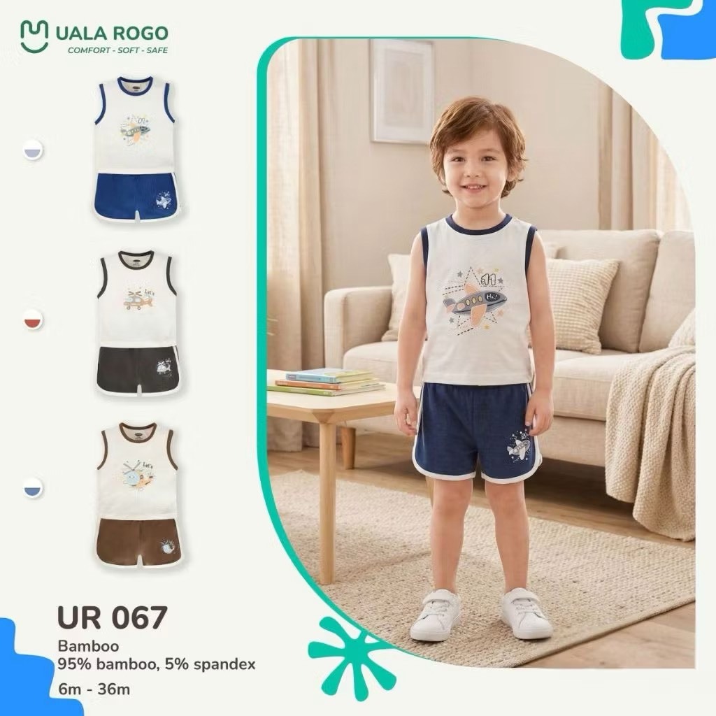 (6,5-16kg, 6-36M) Bộ Ba Lỗ Thoáng Mát Uala Rogo Cho Bé UR067 UR498 UR2192 UR056 UR055 UR068 UR072