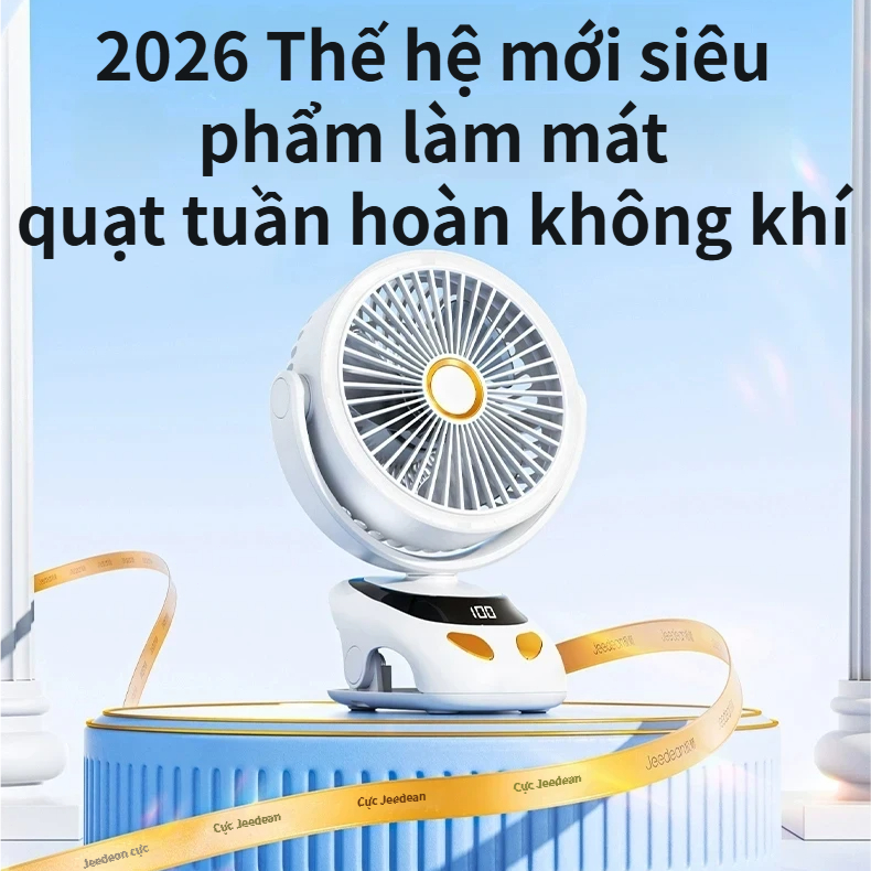 Quạt Kẹp Để Treo 3 Trong 1 | 5 Cấp Tốc Độ | Động Cơ Không Chổi Than | Đèn Ngủ | Sạc Nhanh Type-C | 30000mAh | 12h+ Dùng
