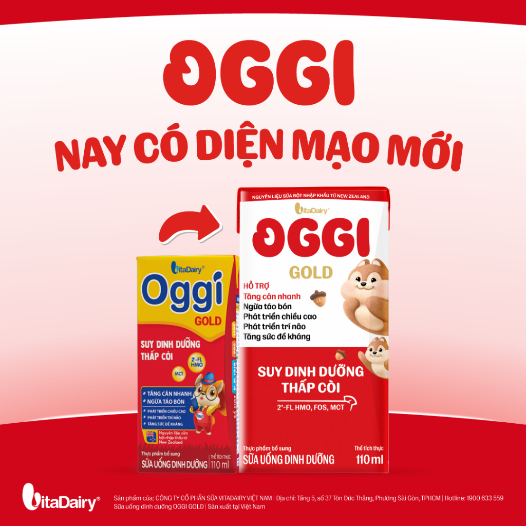 [THÙNG 48 HỘP] Sữa uống dinh dưỡng Oggi Gold giúp bé suy dinh dưỡng, thấp còi - Hộp 110ml/180ml