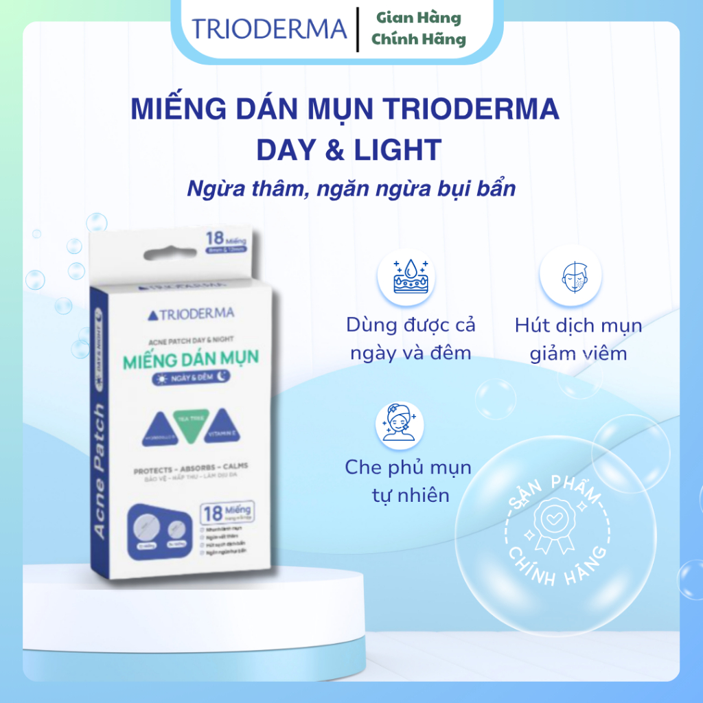 Miếng Dán Mụn Trioderma Day & Night 18/36 Miếng Hỗ Trợ Làm Dịu Da & Bảo ...