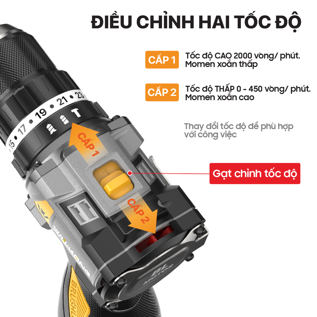 Khoan WuKong 1060 Pro Có Búa,Đầu kẹp autolook - Khoan 16,8V Không Chổi Than Đầu Kẹp 10mm