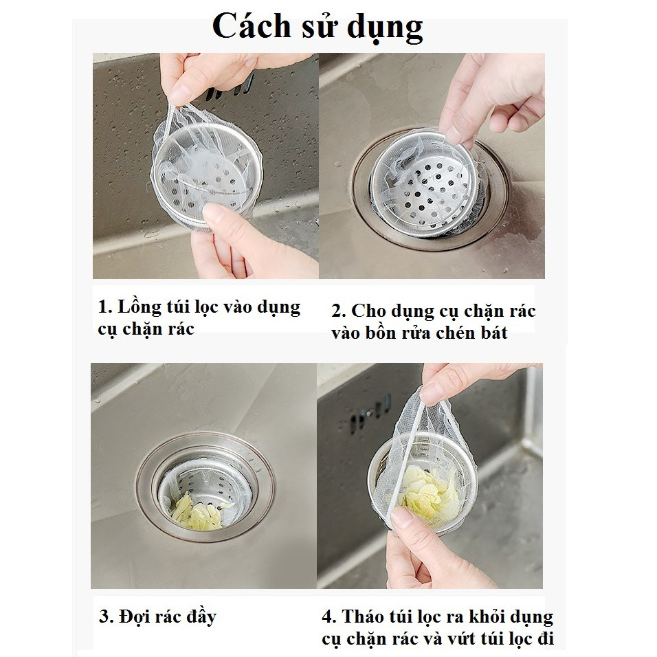 100 Túi Lưới Lọc Rác, Thức Ăn Thừa Bồn Rủa Chén Bát, Chống Tắc Cống Tiện Dụng