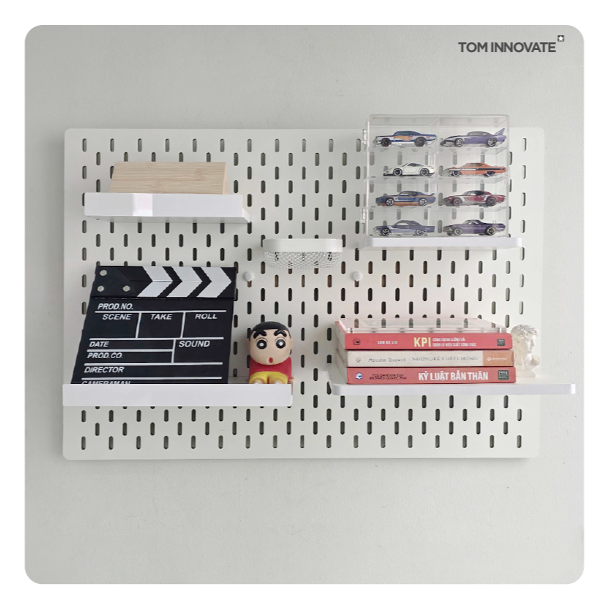 [Tặng móc và kệ treo] BẢNG CÀI TREO TƯỜNG TRẮNG / ĐEN PEGBOARD CHUẨN SIZE IKEA | BigBuy360 - bigbuy360.vn