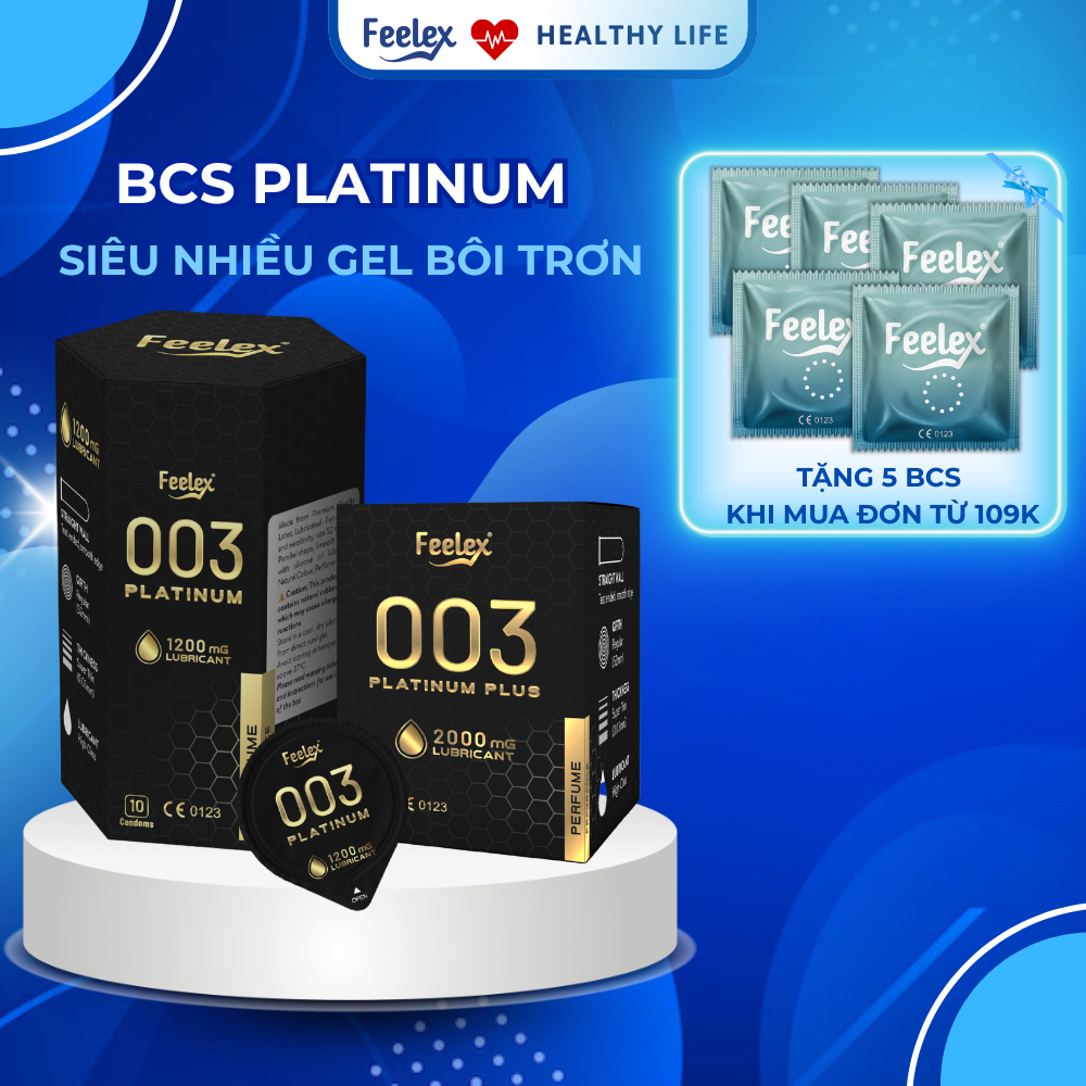 Bao cao su Feelex Platinum cao cấp, nhiều gel bôi trơn - hộp 10c ...