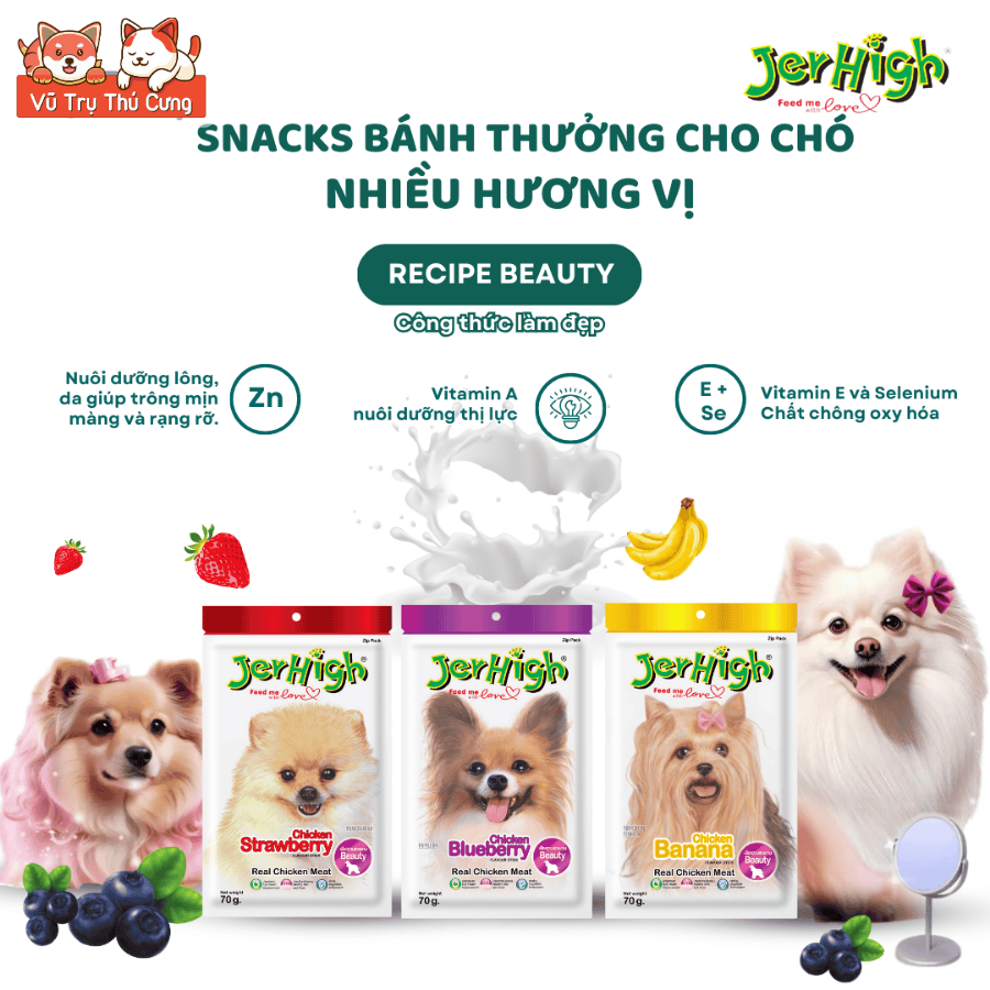 Snack Cho Chó Bánh Thưởng Jerhigh Đa Dạng Hương Vị Gói 70g