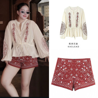 Sét áo dài tay hoa đỏ + quần đùi đỏ(có tách lẻ)