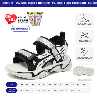 Dép quai hậu đế bằng HOBIBEAR E2203 Black có đế EVA chống trượt, sandal bé trai dành cho đi học
