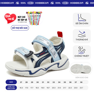 Dép quai hậu 2 quai đế bằng HOBIBEAR E2203 Blue khóa dán tiện lợi, sandal 2 quai dành cho trẻ em