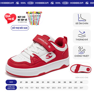 Sneaker unisex trẻ em HOBIBEAR EK2068 đỏ trắng, giày thời trang trẻ em phù hợp đi học đi chơi